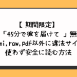 45分で彼を届けて無料でhitomi,raw,pdf以外に違法サイトを使わず安全に読む方法